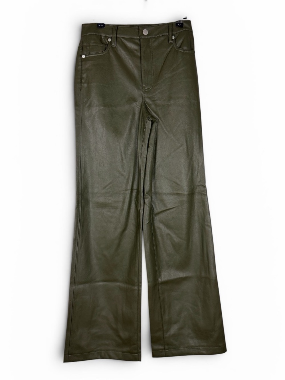 Blank NYC Franklin Olive Green Faux Leather Wide Leg Pants